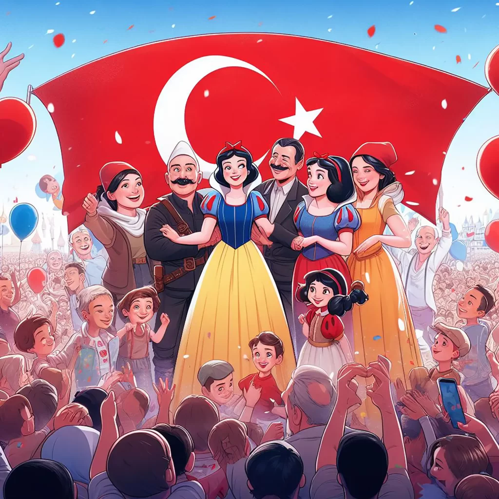 19 Mayis Ataturku Anma Genclik ve Spor Bayrami. turk bayragi. gosteriler ve halk izleyicisi. boyama cizimi3
